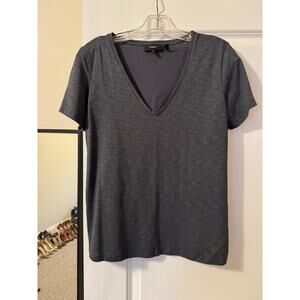 Theory V-Neck Cotton Tee Dark Gray Small
